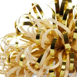 5" Ivory and Gold Metallic Pom-Pom Gift Bow