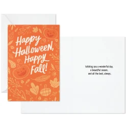 Jack-o'-Lanterns and Fall Leaves Halloween Cards, Pack of 6