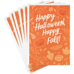 Jack-o'-Lanterns and Fall Leaves Halloween Cards, Pack of 6