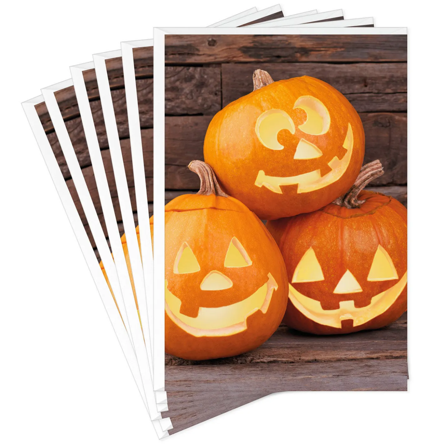 Jack-o'-Lantern Trio Halloween Cards, Pack of 6