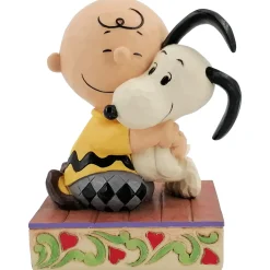 Jim Shore Charlie Brown Hugging Snoopy Figurine, 4.5"