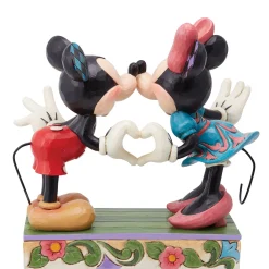 Jim Shore Disney Mickey and Minnie Making Heart Hands Figurine, 4.5"