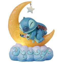 Jim Shore Disney Stitch and Scrump on Light-Up Moon Figurine, 7.6"