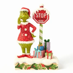 Jim Shore Grinch by Light-Up Stop Sign Figurine, 9.3"