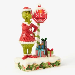 Jim Shore Grinch by Light-Up Stop Sign Figurine, 9.3