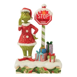 Jim Shore Grinch by Light-Up Stop Sign Figurine, 9.3