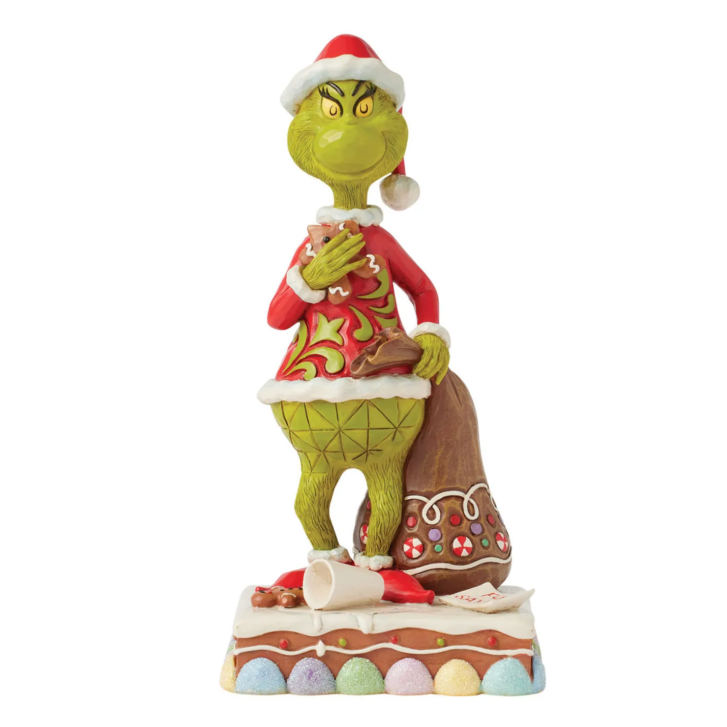 Jim Shore Grinch With Presents Eating Gingerbread Figurine, 8"