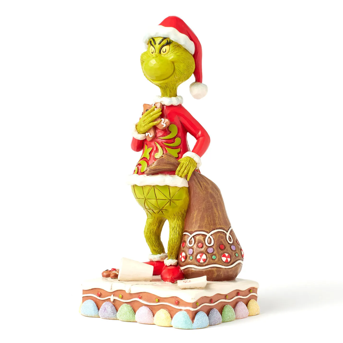 Jim Shore Grinch With Presents Eating Gingerbread Figurine, 8"