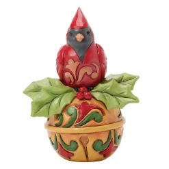 Jim Shore Heartwood Creek Cardinal on Jingle Bell Mini Figurine, 3.54"