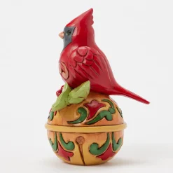 Jim Shore Heartwood Creek Cardinal on Jingle Bell Mini Figurine, 3.54"
