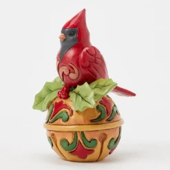 Jim Shore Heartwood Creek Cardinal on Jingle Bell Mini Figurine, 3.54