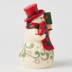 Jim Shore Heartwood Creek Snowman and Cardinal Figurine, 6.25"