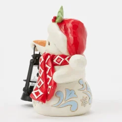 Jim Shore Heartwood Creek Snowman With Oversized Lantern Figurine, 4.8"