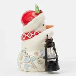 Jim Shore Heartwood Creek Snowman With Oversized Lantern Figurine, 4.8"