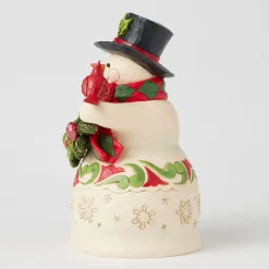 Jim Shore Heartwood Creek Snowman With Garland and Cardinal Figurine, 8.75"