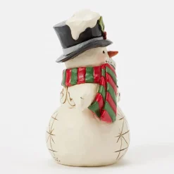 Jim Shore Heartwood Creek Snowman With Snowflake Cane Mini Figurine, 3.82"
