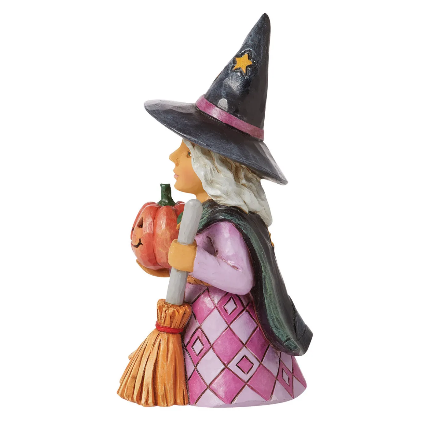 Jim Shore Heartwood Creek Witch Holding Pumpkin Mini Figurine, 3.9"