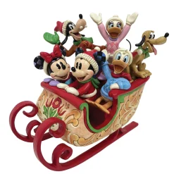 Jim Shore Mickey Mouse and Friends Sleigh Ride Figurine, 8"