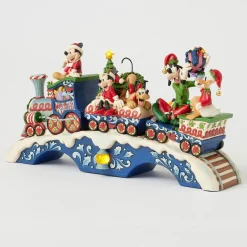 Jim Shore Mickey Mouse and Friends Light-Up Musical Train Figurine, 8.64"