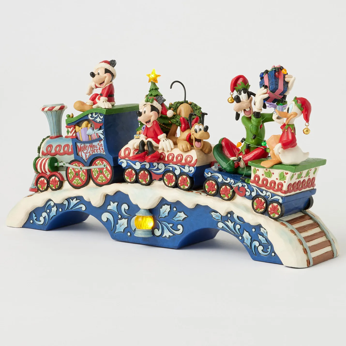 Jim Shore Mickey Mouse and Friends Light-Up Musical Train Figurine, 8.64"