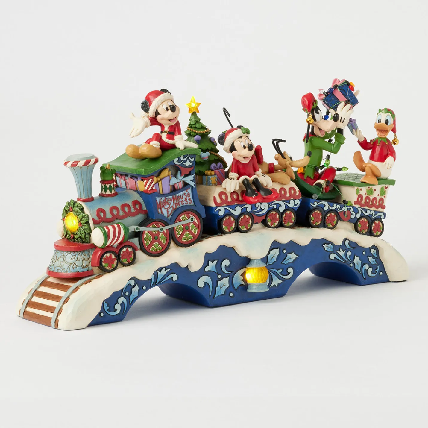 Jim Shore Mickey Mouse and Friends Light-Up Musical Train Figurine, 8.64"
