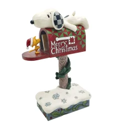 Jim Shore Peanuts Snoopy and Woodstock at Mailbox Figurine, 7.2"