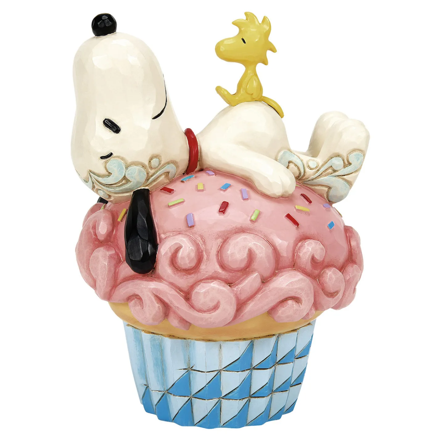 Jim Shore Peanuts Snoopy and Woodstock on Cupcake Figurine, 5.3"