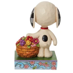 Jim Shore Peanuts Snoopy Basket of Tulips Figurine, 4.9"