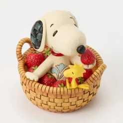 Jim Shore Peanuts Snoopy in Strawberry Basket Figurine, 4.9