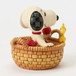 Jim Shore Peanuts Snoopy in Strawberry Basket Figurine, 4.9