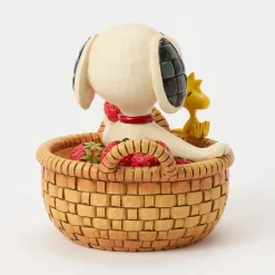 Jim Shore Peanuts Snoopy in Strawberry Basket Figurine, 4.9