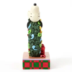 Jim Shore Peanuts Snoopy Sleeping on Light-Up Wreath Figurine, 7.13"