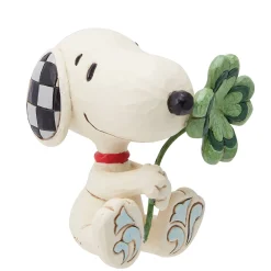 Jim Shore Peanuts Snoopy With Four-Leaf Clover Mini Figurine, 2.6"