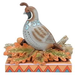 Jim Shore Quail on Autumn Leaves Figurine, 5.67" H
