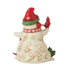 Jim Shore Snowman With Earmuffs and Cardinal Figurine, 5.5"