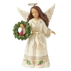 Jim Shore Woodland Angel With Wreath and Cardinal Figurine, 5.31"