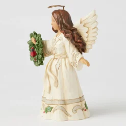 Jim Shore Woodland Angel With Wreath and Cardinal Figurine, 5.31"