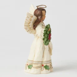 Jim Shore Woodland Angel With Wreath and Cardinal Figurine, 5.31