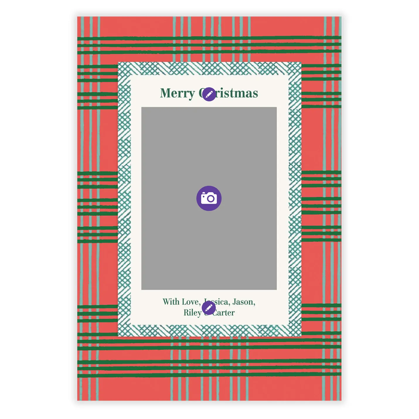 Jolly Plaid Flat Christmas Photo Card