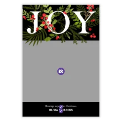 Joy Festive Wreath Flat Christmas Photo Card