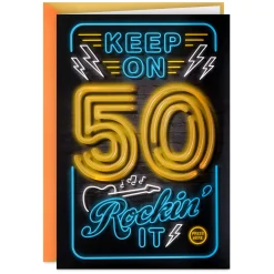 Keep On Rockin' It Musical Light-Up 50th Birthday Card