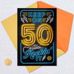 Keep On Rockin' It Musical Light-Up 50th Birthday Card