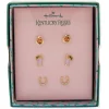 Kentucky Roses Enamel, Crystal and Gold Metal Stud Earrings, 3 pair