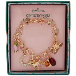 Kentucky Roses Gold Metal Chain Bracelet With Charms