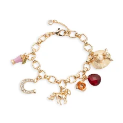 Kentucky Roses Gold Metal Chain Bracelet With Charms