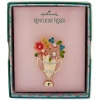 Kentucky Roses Gold Metal Trophy Pin With Enamel and Crystal Flowers
