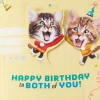 Kittens Kids Double Birthday for Twins Card