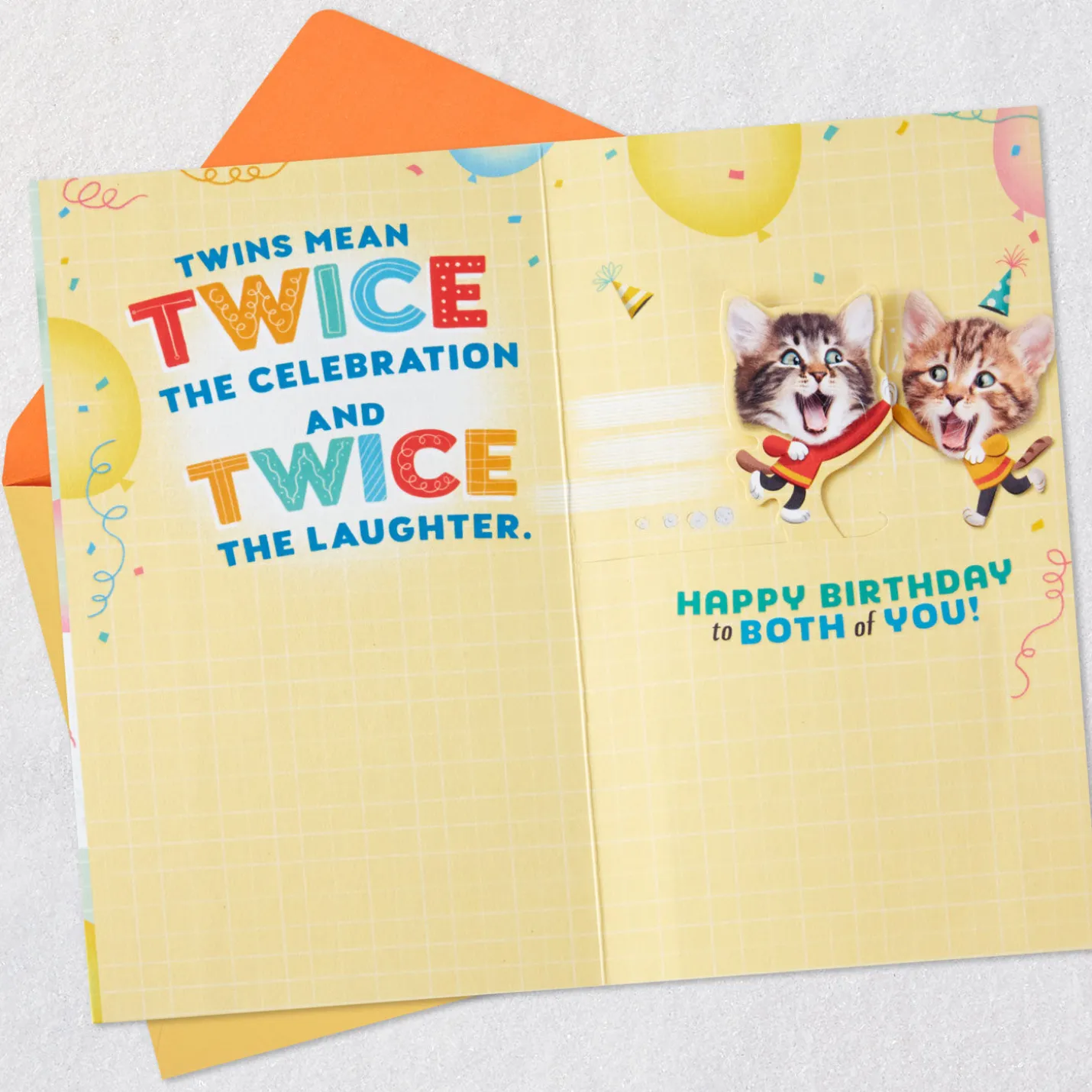 Kittens Kids Double Birthday for Twins Card