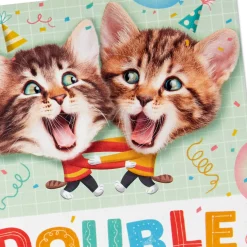 Kittens Kids Double Birthday for Twins Card