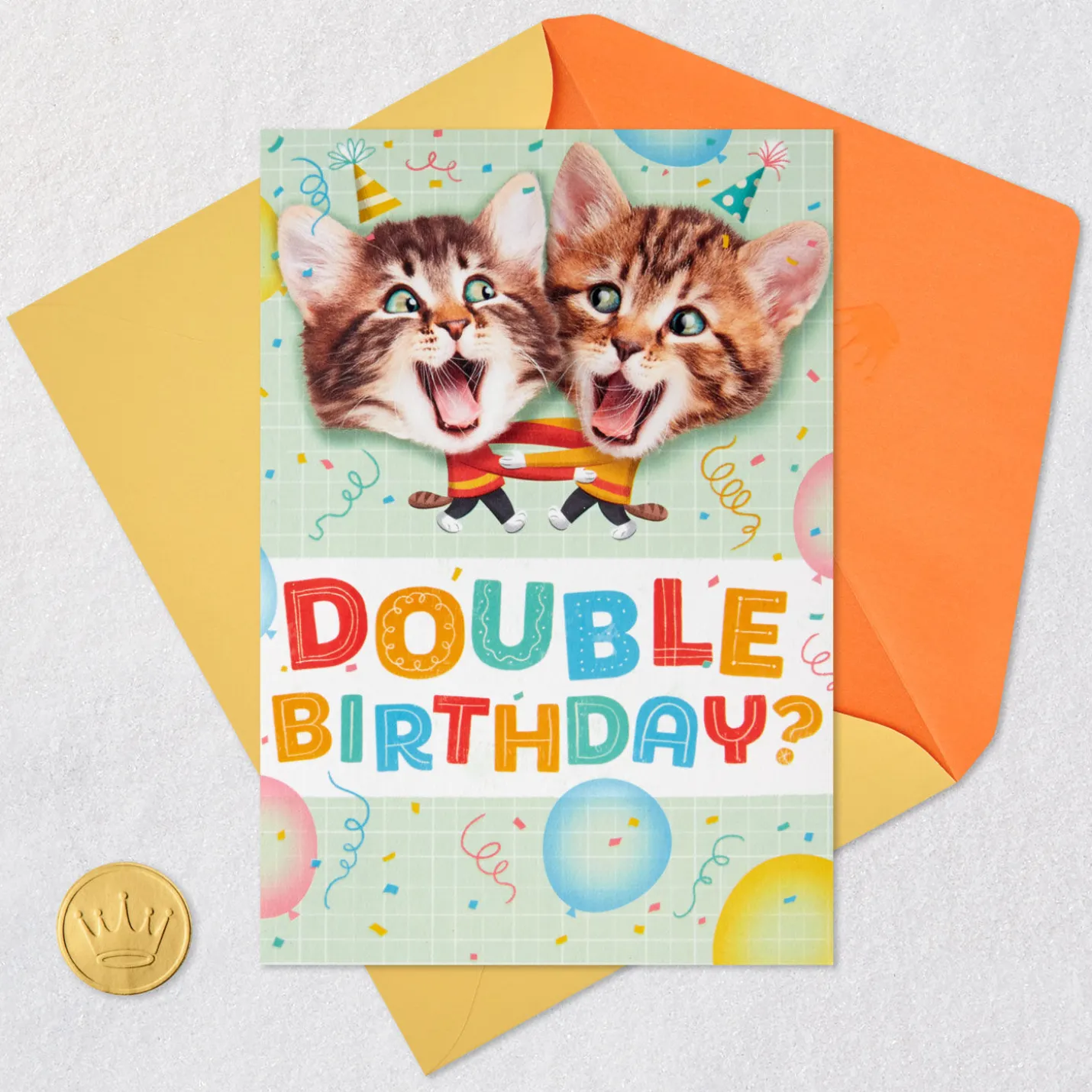 Kittens Kids Double Birthday for Twins Card